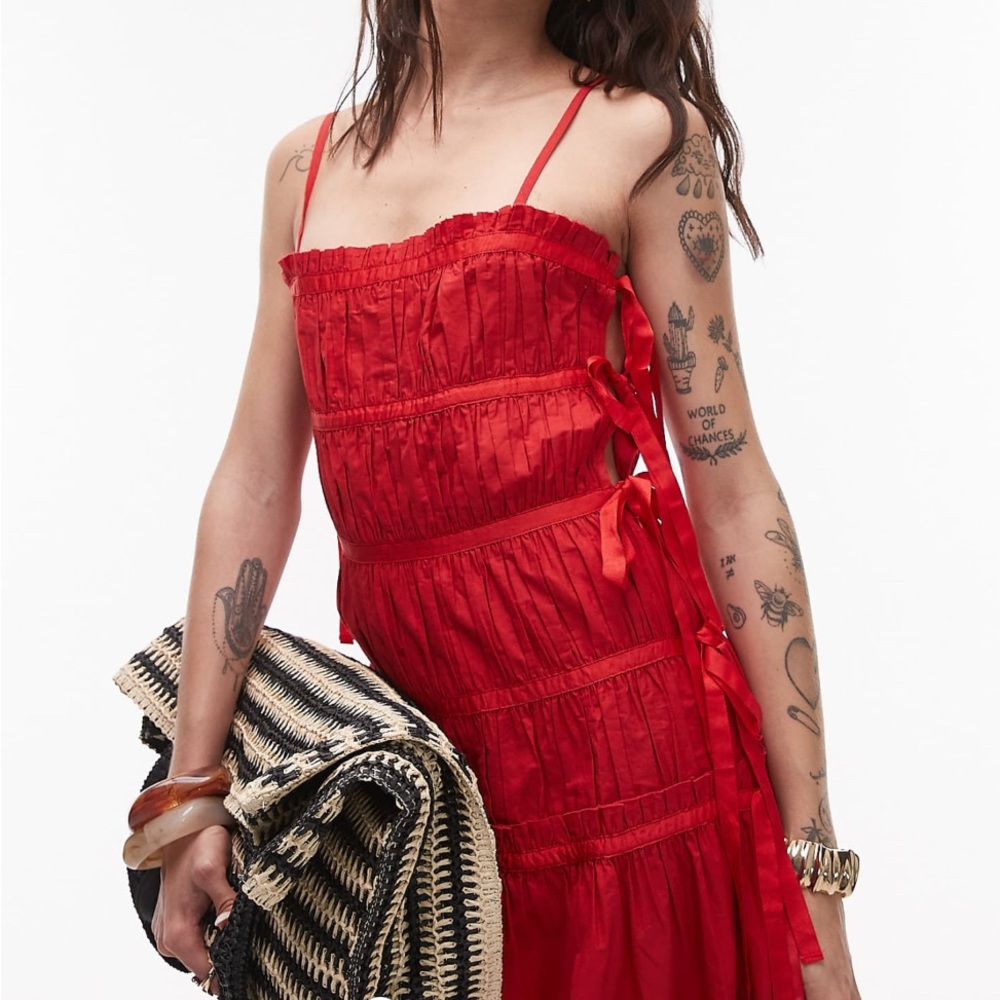 Topshop Vibrant Red Maxi Dress